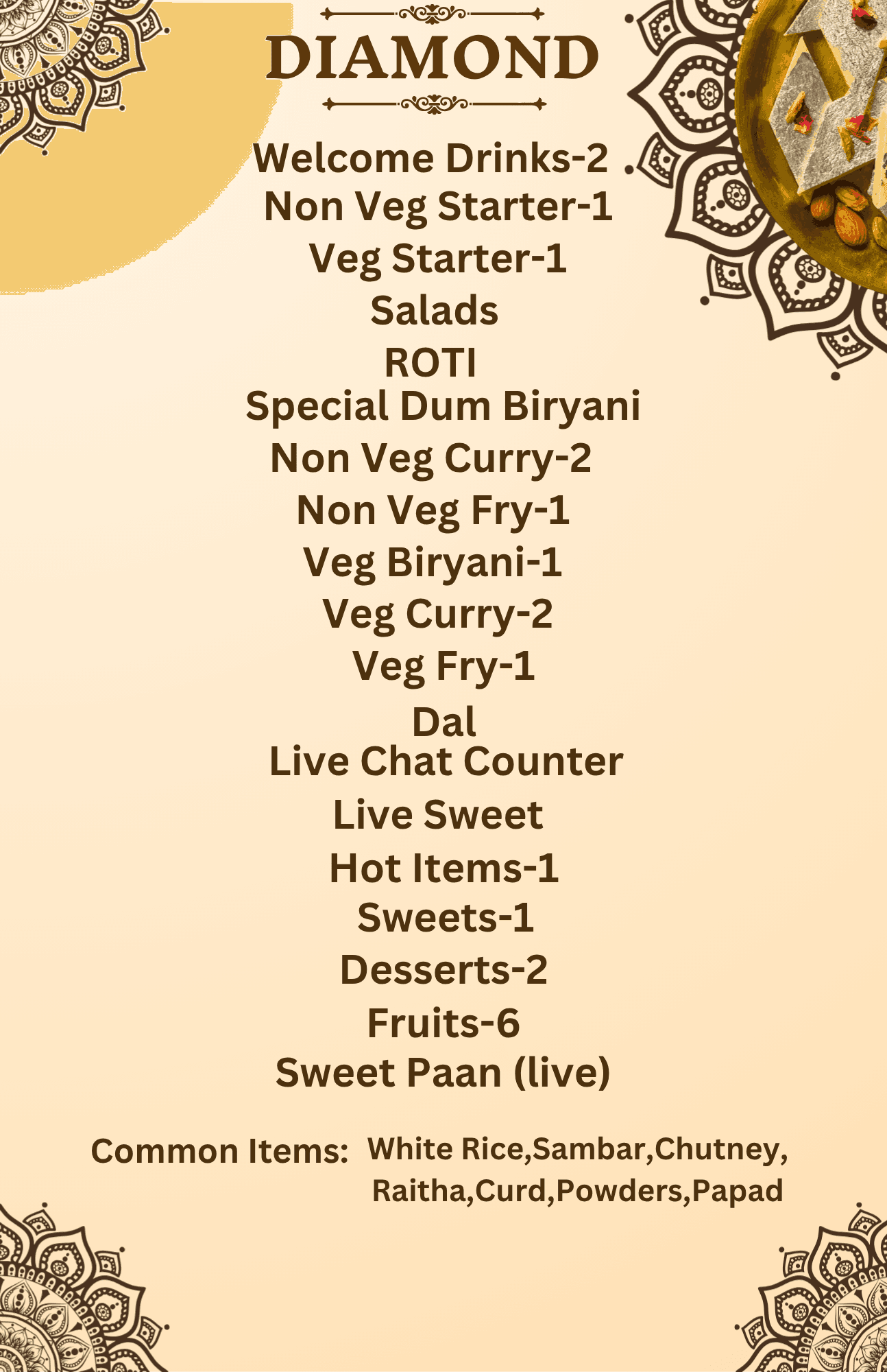 Diamond Non-Veg Plate catering menu from Om Shree Foods & Caterers