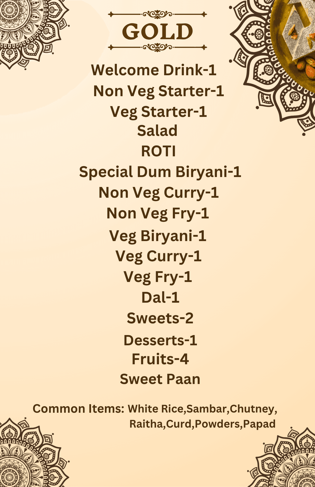 Gold Non-Veg Plate catering menu from Om Shree Foods & Caterers