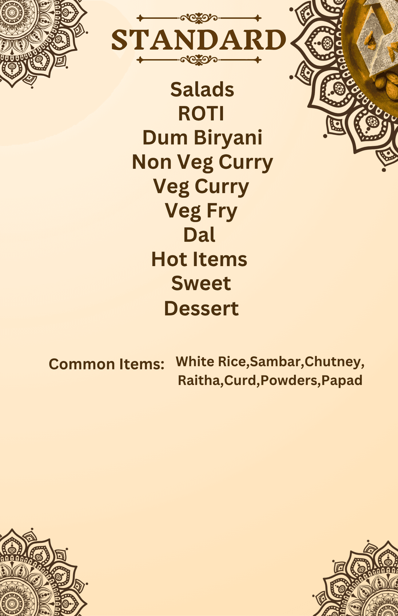 Standard Non-Veg Plate catering menu from Om Shree Foods & Caterers