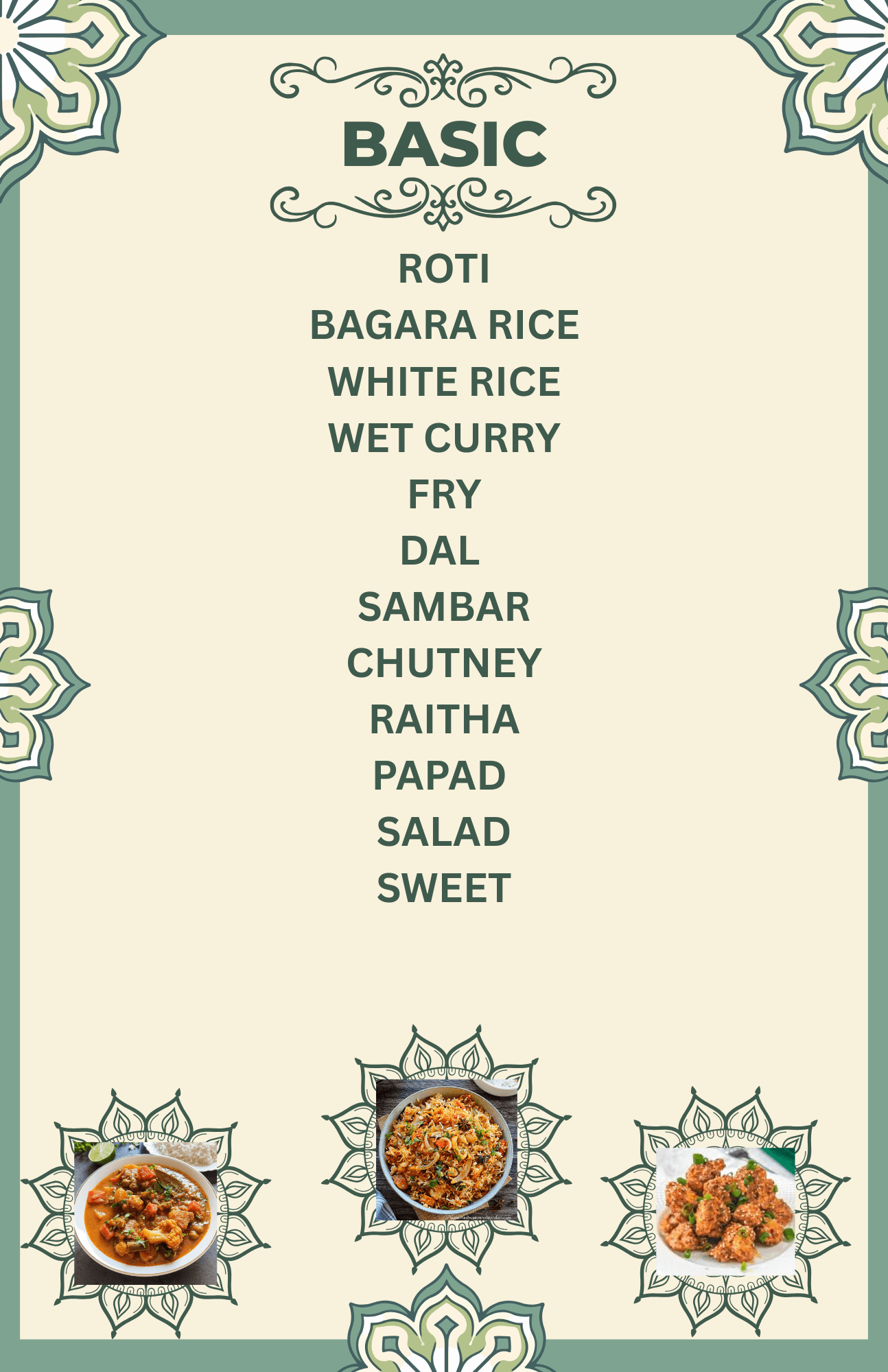 Basic Veg Plate catering menu from Om Shree Foods & Caterers